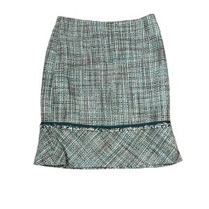Liz Claiborne Pencil Skirt Size 4 Blue Green Lined‎ Womens Acrylic Cotton 29X21